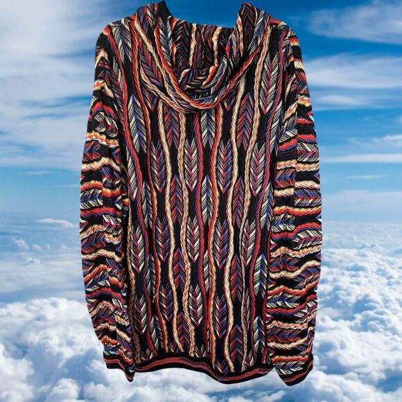 COOGI Sweater Men's 4XL Multicolor 3D Knit Zip Hoodie 100% Mercerized Australia - Picture 9 of 11